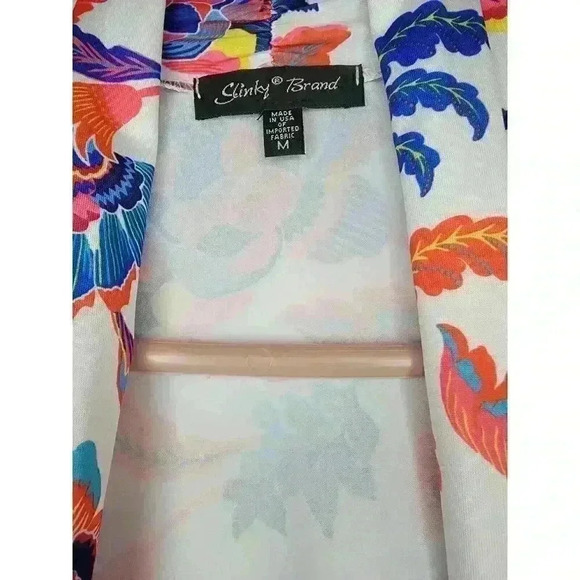 Slinky Brand Womens Cardigan Size M Open Front Lightweight Floral Art To Wear - Picture 2 of 13